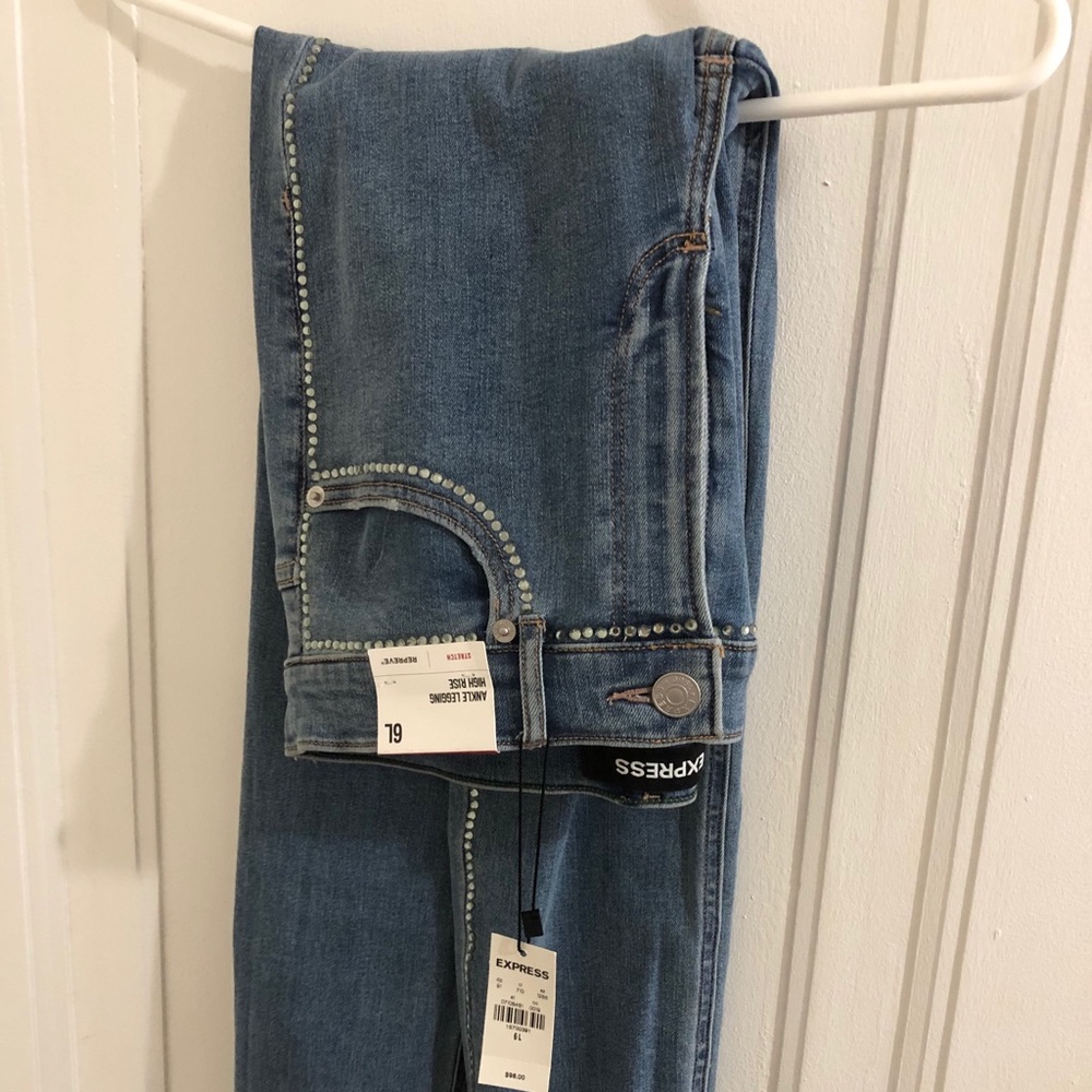 Women’s sequined high rise, ankle legging jeans